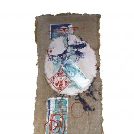 HOULE 3 B - Peinture Acrylique/ lin ( kakémono) par Nicole Besnainou (100X 40 cm)